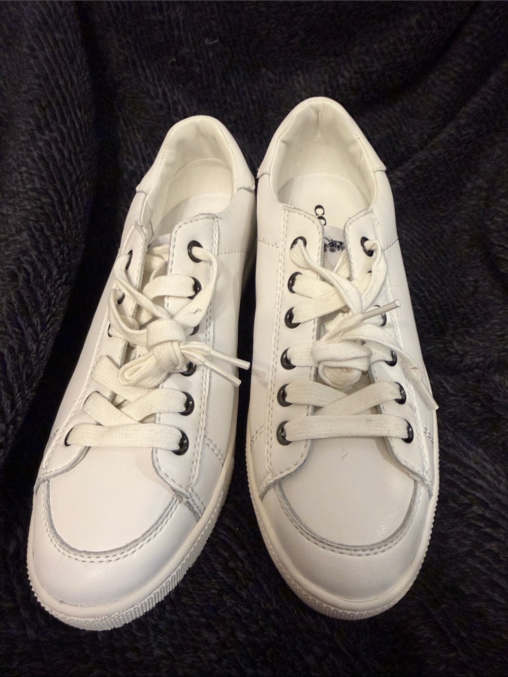 Coach White Leather Lace-Up Women's Sneakers